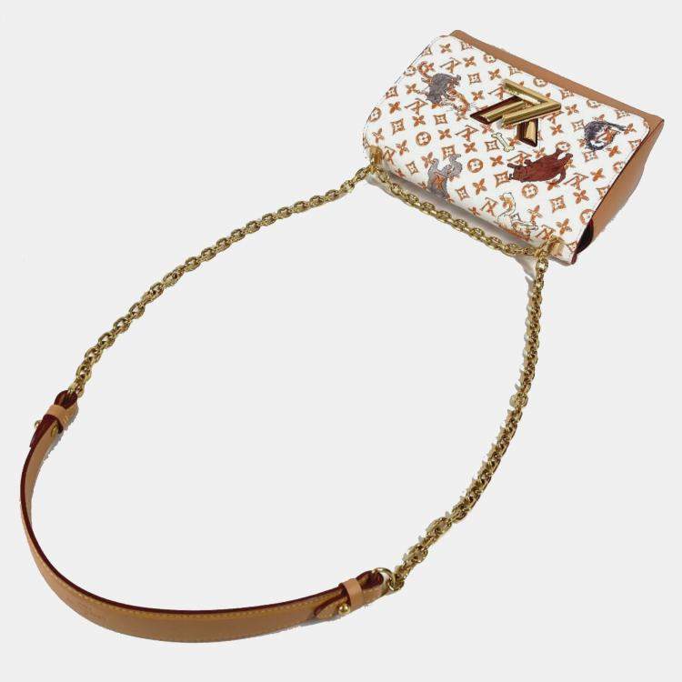 Pre Owned Louis Vuitton Monogram Cat Sack Twist Mm Chain Bag With Double Shoulder In Canvas Multicolor and White