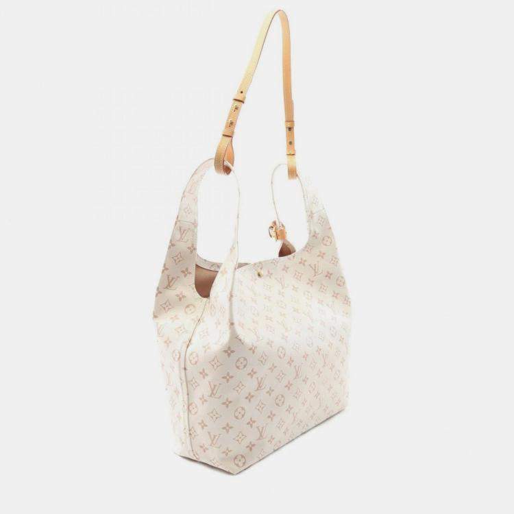 Pre Owned Louis Vuitton Atlantis Gm Tote Bag In Monogram Dune Coated Canvas White And Brown