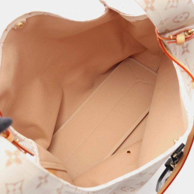 Pre Owned Louis Vuitton Atlantis Gm Tote Bag Coated Canvas Monogram White And Brown