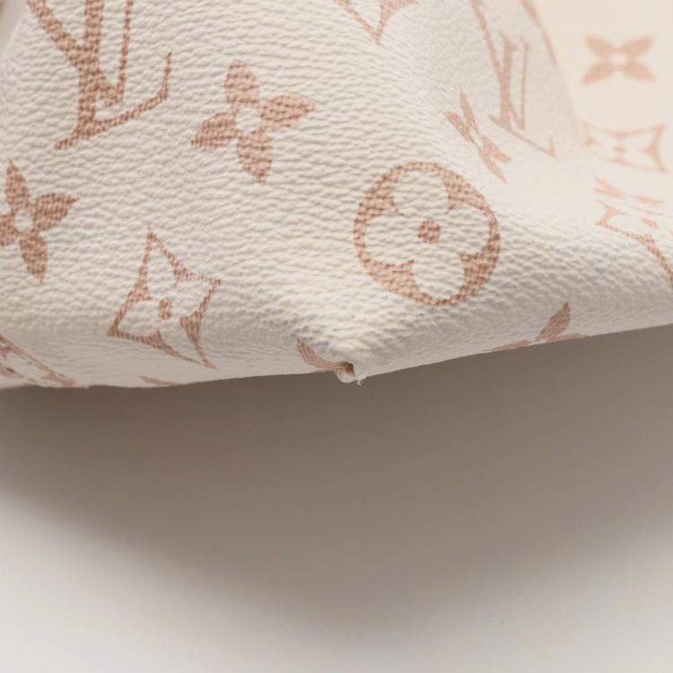 Pre Owned Louis Vuitton Atlantis Gm Tote Bag Coated Canvas Monogram White And Brown