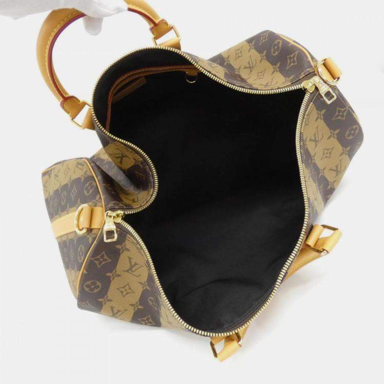 Pre Owned Louis Vuitton Monogram Stripe (Lv Squared) Keepall Bandouliere 50Cm Boston Bag