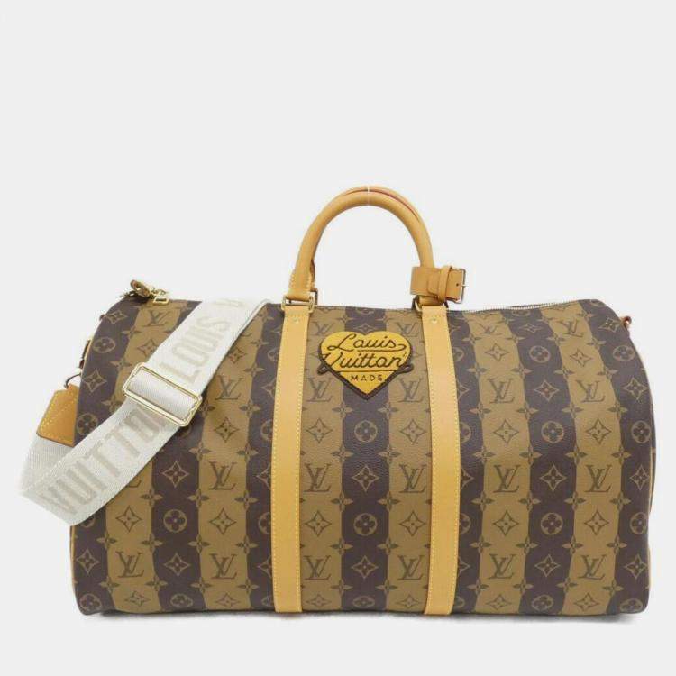 Pre Owned Louis Vuitton Monogram Stripe (Lv Squared) Keepall Bandouliere 50Cm Boston Bag