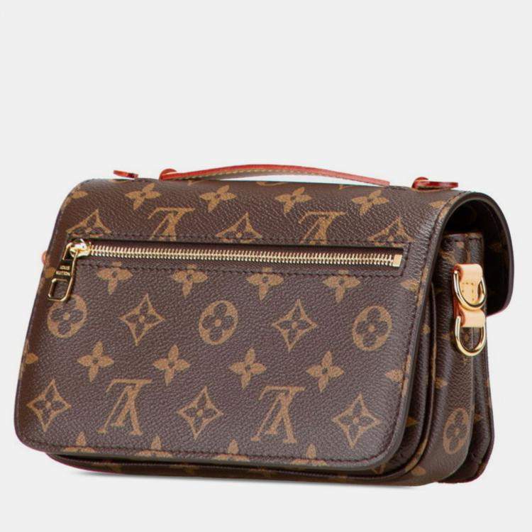 Pre Owned Louis Vuitton Monogram Metis Mm Pochette Shoulder 2-Way Brown Leather