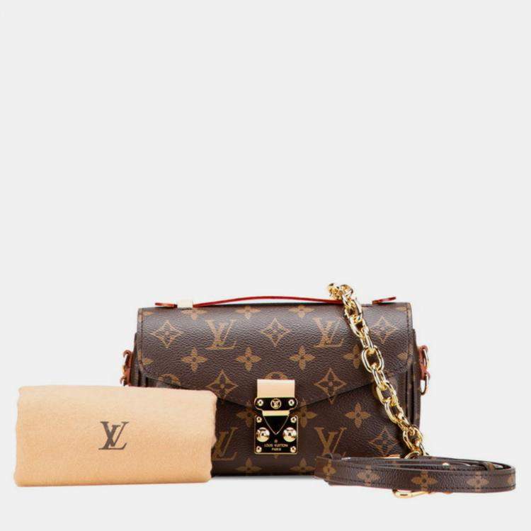 Pre Owned Louis Vuitton Monogram Metis Mm Pochette Shoulder 2-Way Brown Leather
