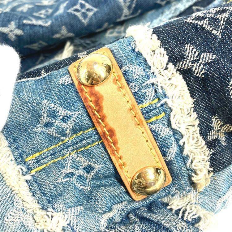 Pre Owned Louis Vuitton Monogram Denim Patchwork Posty Bag Flap Crossbody Messenger Shoulder Canvas Blue