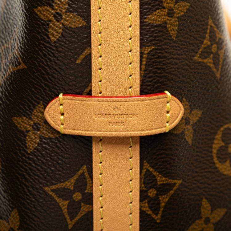 Pre Owned Louis Vuitton Monogram Carryall Nm Mm Shoulder Bag Brown Leather
