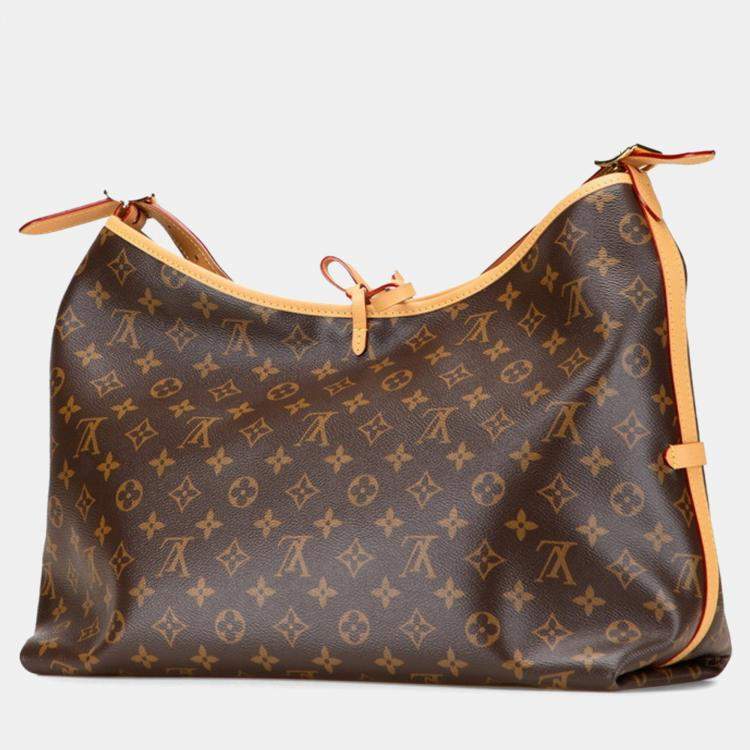 Pre Owned Louis Vuitton Monogram Carryall Nm Mm Shoulder Bag Brown Leather
