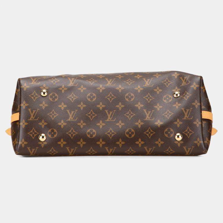 Pre Owned Louis Vuitton Monogram Carryall Nm Mm Shoulder Bag Brown Leather