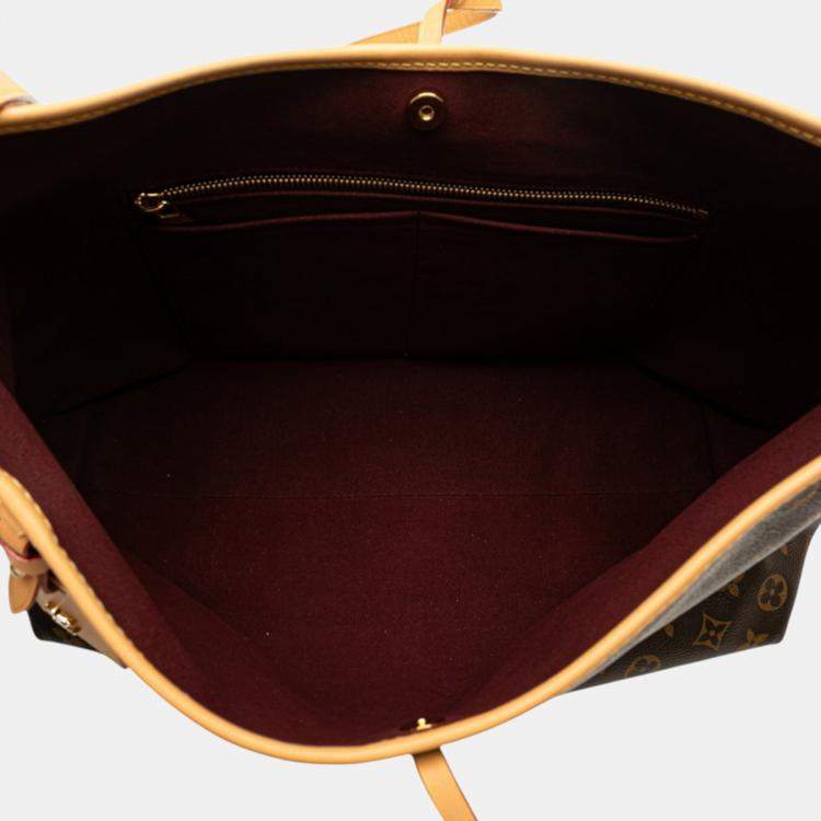 Pre Owned Louis Vuitton Monogram Carryall Nm Mm Shoulder Bag Brown Leather