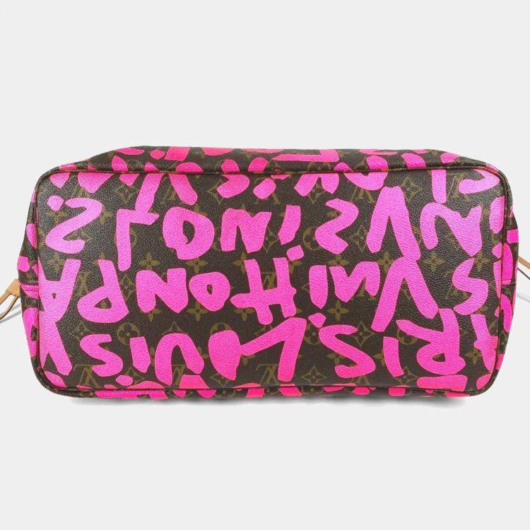 مملوكة مسبقًا Louis Vuitton Monogram Graffiti Neverfull Gm Tote Bag Shoulder Canvas Fuchsia Pink