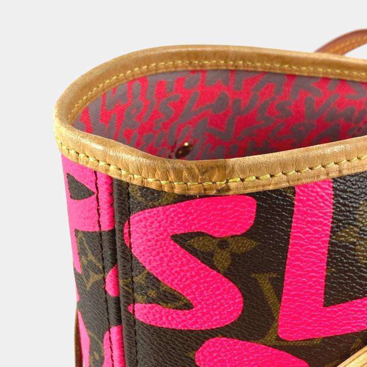 مملوكة مسبقًا Louis Vuitton Monogram Graffiti Neverfull Gm Tote Bag Shoulder Canvas Fuchsia Pink