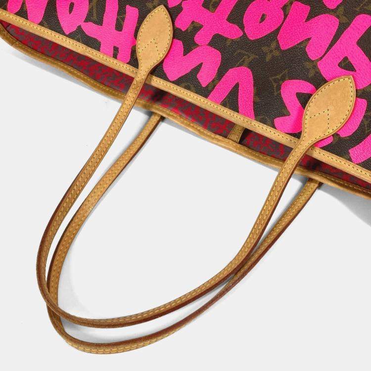 مملوكة مسبقًا Louis Vuitton Monogram Graffiti Neverfull Gm Tote Bag Shoulder Canvas Fuchsia Pink