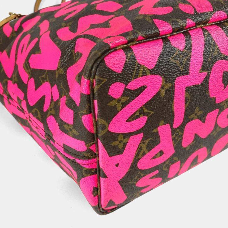 مملوكة مسبقًا Louis Vuitton Monogram Graffiti Neverfull Gm Tote Bag Shoulder Canvas Fuchsia Pink