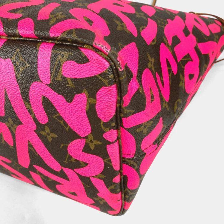 مملوكة مسبقًا Louis Vuitton Monogram Graffiti Neverfull Gm Tote Bag Shoulder Canvas Fuchsia Pink