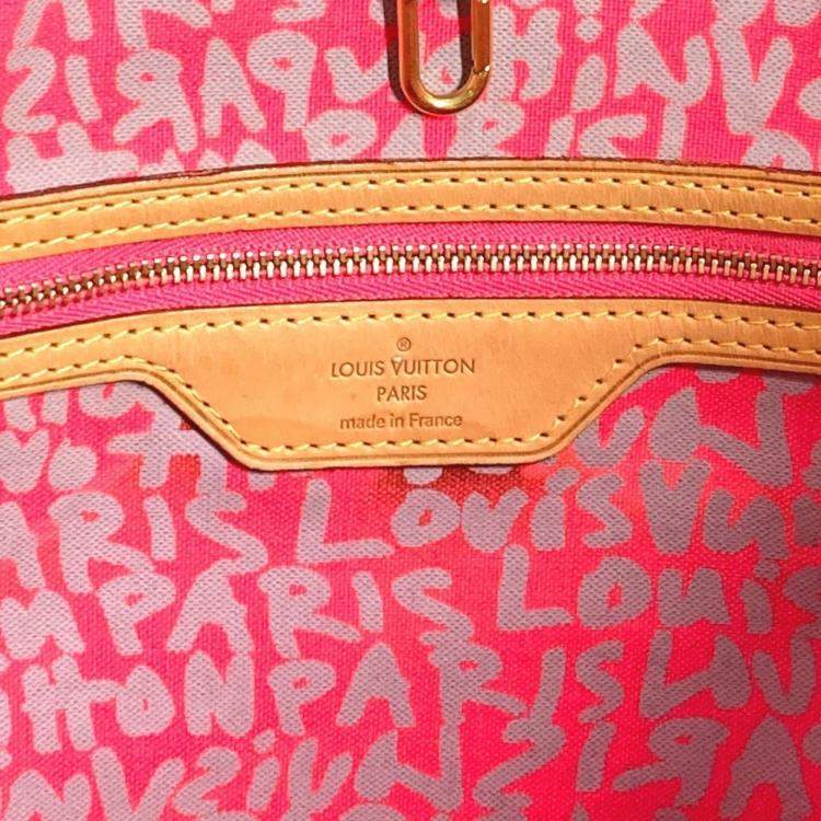 مملوكة مسبقًا Louis Vuitton Monogram Graffiti Neverfull Gm Tote Bag Shoulder Canvas Fuchsia Pink