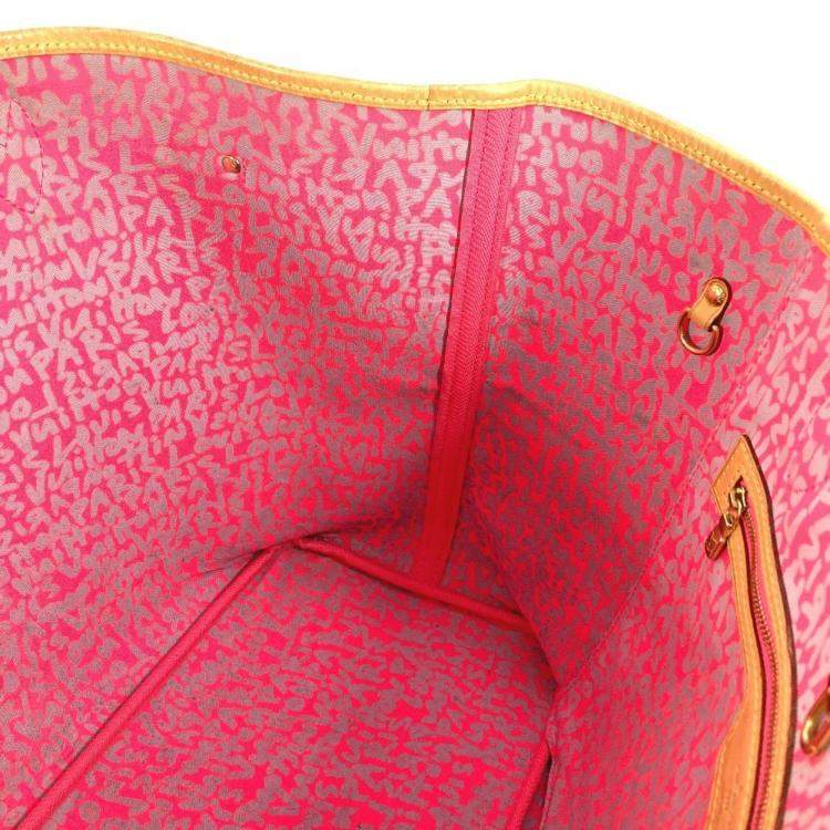 مملوكة مسبقًا Louis Vuitton Monogram Graffiti Neverfull Gm Tote Bag Shoulder Canvas Fuchsia Pink