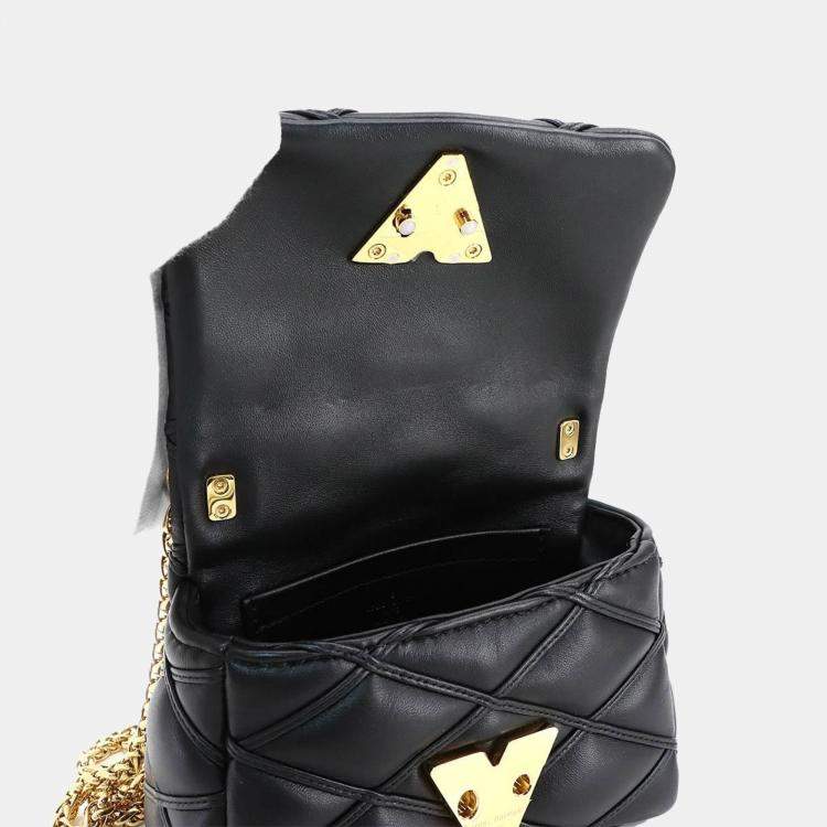 Pre Owned Louis Vuitton Maltage Pico Go-14 Chain Shoulder Bag In Leather Noir