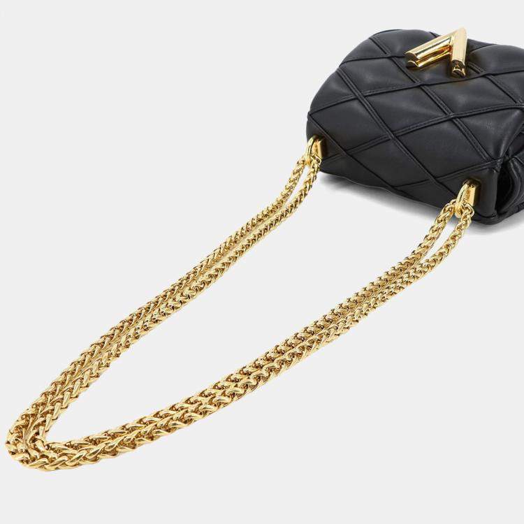 Pre Owned Louis Vuitton Maltage Pico Go-14 Chain Shoulder Bag In Leather Noir