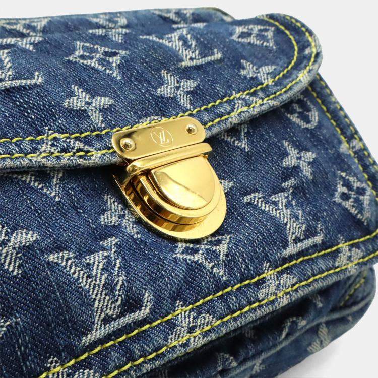 Pre Owned Louis Vuitton Monogram Denim Bum Bag Waist Body Shoulder Blue