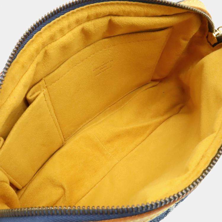 Pre Owned Louis Vuitton Monogram Denim Bum Bag Waist Body Shoulder Blue