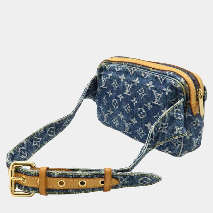 Pre Owned Louis Vuitton Monogram Denim Bum Bag Waist Body Shoulder Blue