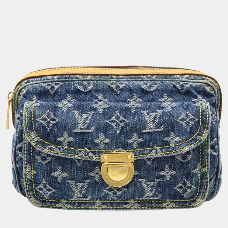 Pre Owned Louis Vuitton Monogram Denim Bum Bag Waist Body Shoulder Blue