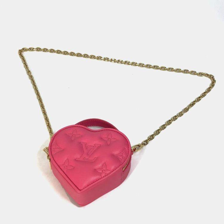 Pre Owned Louis Vuitton Monogram Bubblegram Pop My Heart Pouch Chain 2-Way Bag Handbag/Shoulder Leather Dragon Fruit Pink