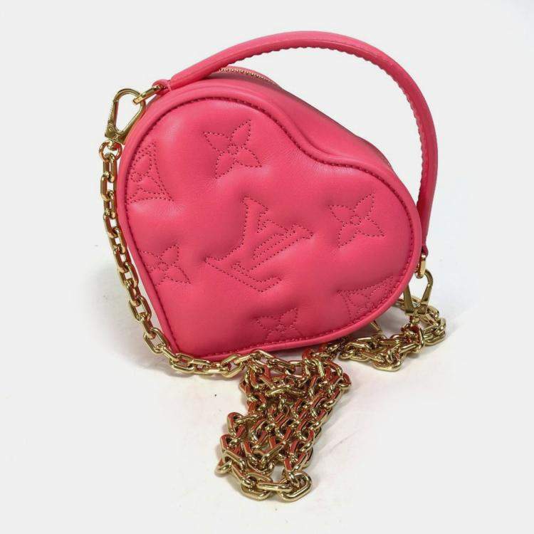 Pre Owned Louis Vuitton Monogram Bubblegram Pop My Heart Pouch Chain 2-Way Bag Handbag/Shoulder Leather Dragon Fruit Pink