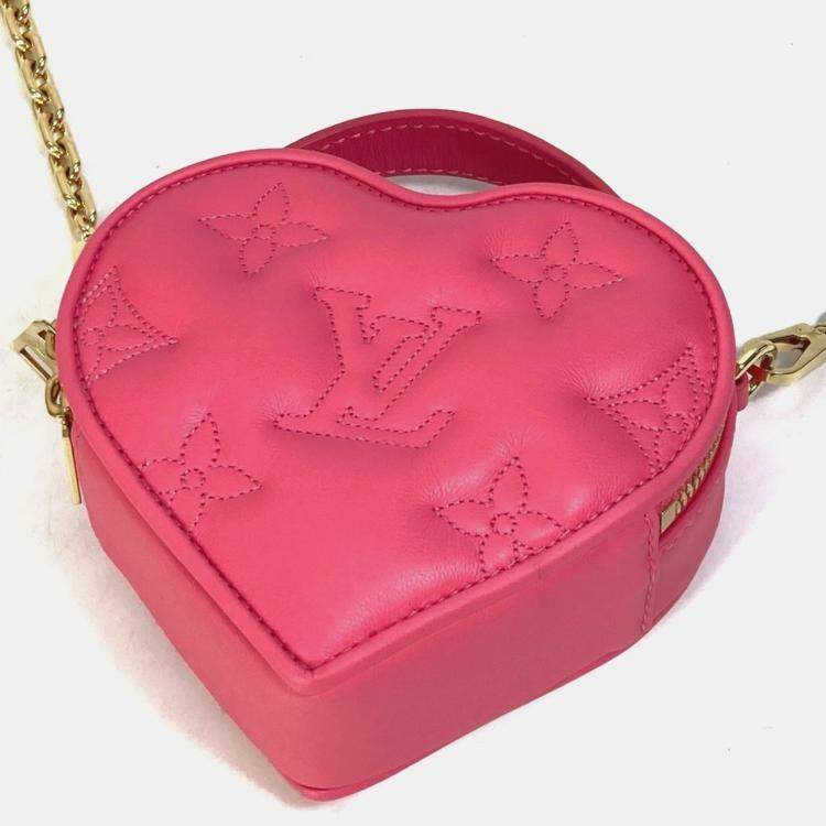 Pre Owned Louis Vuitton Monogram Bubblegram Pop My Heart Pouch Chain 2-Way Bag Handbag/Shoulder Leather Dragon Fruit Pink
