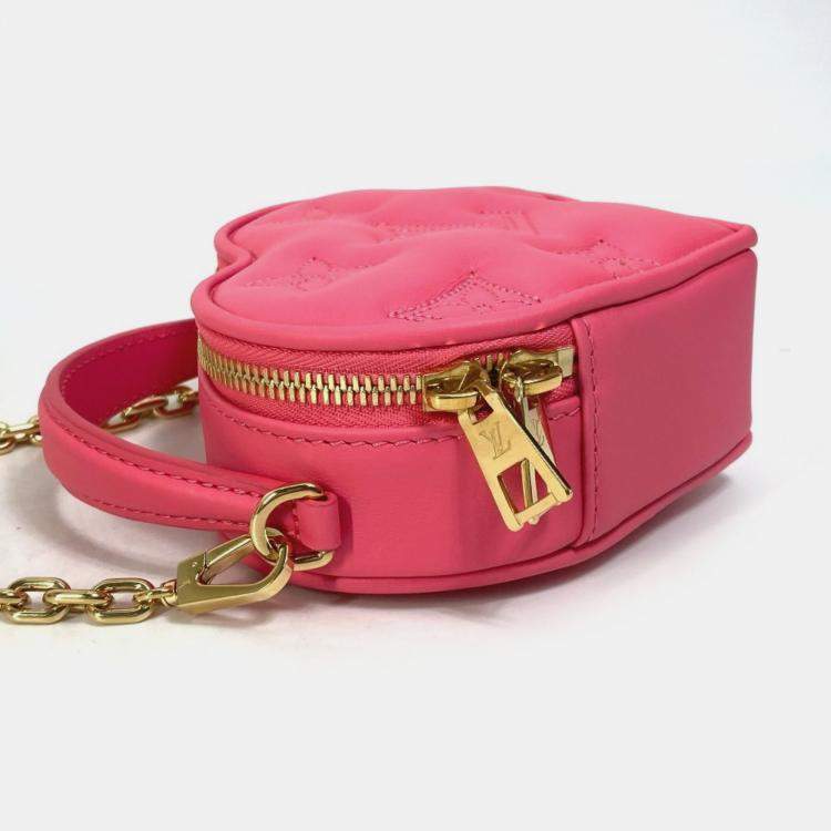 Pre Owned Louis Vuitton Monogram Bubblegram Pop My Heart Pouch Chain 2-Way Bag Handbag/Shoulder Leather Dragon Fruit Pink