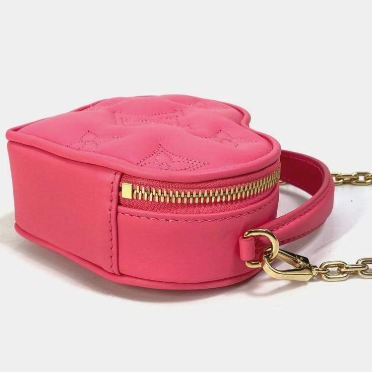 Pre Owned Louis Vuitton Monogram Bubblegram Pop My Heart Pouch Chain 2-Way Bag Handbag/Shoulder Leather Dragon Fruit Pink