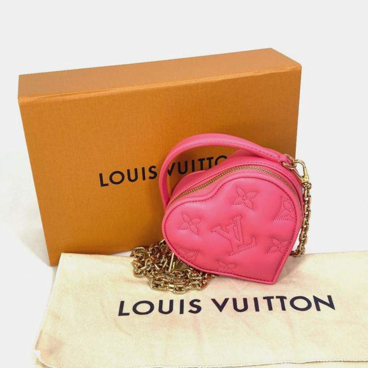 Pre Owned Louis Vuitton Monogram Bubblegram Pop My Heart Pouch Chain 2-Way Bag Handbag/Shoulder Leather Dragon Fruit Pink