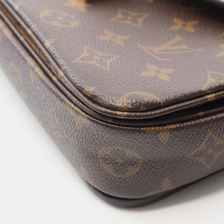 Pre Owned Louis Vuitton Metis Mm Pochette Handbag In Coated Canvas And Leather With Monogram Reverse Brown Black
