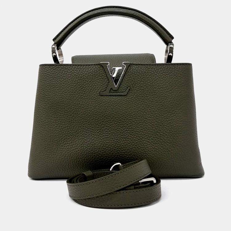 Pre Owned Louis Vuitton Green Leather Capucines BB