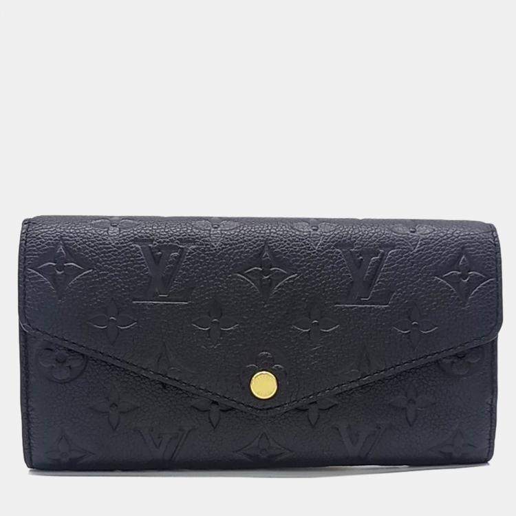 Pre Owned Louis Vuitton Black Leather Empreinte Sarah Wallet