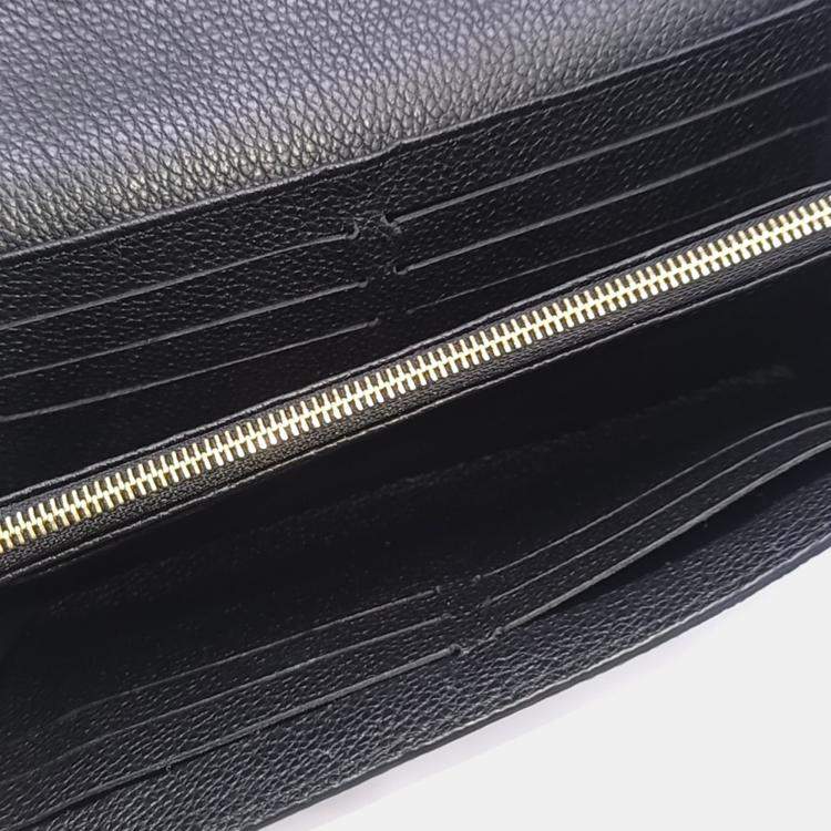 Pre Owned Louis Vuitton Black Leather Empreinte Sarah Wallet