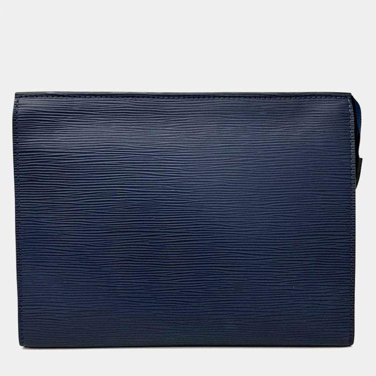 Pre Owned Louis Vuitton Blue Leather Epi Pochette Toilette 26