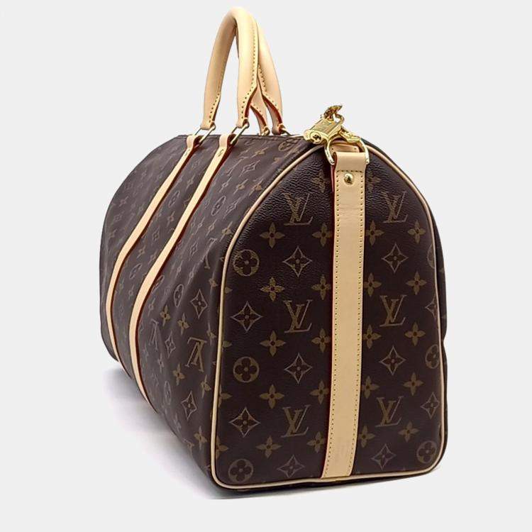مملوكة مسبقًا Louis Vuitton Brown Coated Canvas Monogram Bandouliere Keepall 45