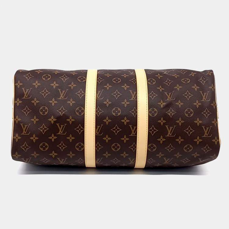 مملوكة مسبقًا Louis Vuitton Brown Coated Canvas Monogram Bandouliere Keepall 45