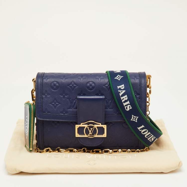 Pre Owned Louis Vuitton Dauphine MM Blue/Green Monogram Empreinte Leather Limited Edition Bag