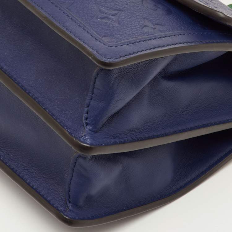 Pre Owned Louis Vuitton Dauphine MM Blue/Green Monogram Empreinte Leather Limited Edition Bag