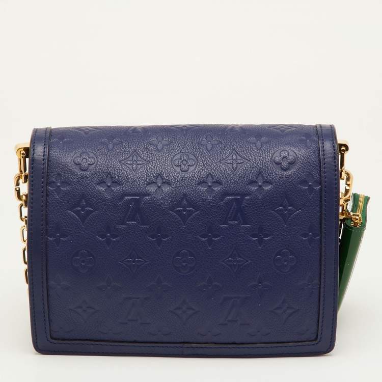 Pre Owned Louis Vuitton Dauphine MM Blue/Green Monogram Empreinte Leather Limited Edition Bag