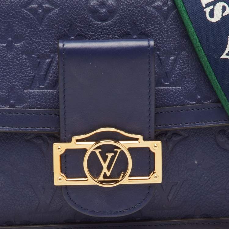 Pre Owned Louis Vuitton Dauphine MM Blue/Green Monogram Empreinte Leather Limited Edition Bag