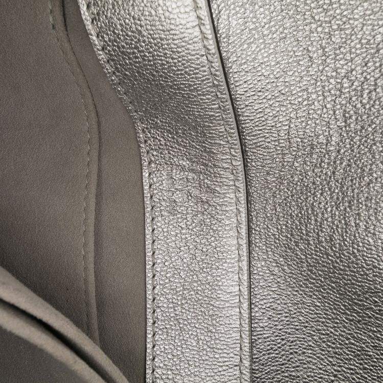 Pre Owned Louis Vuitton Silver Metallic Cuir Plume Ecume Very Chain Bag