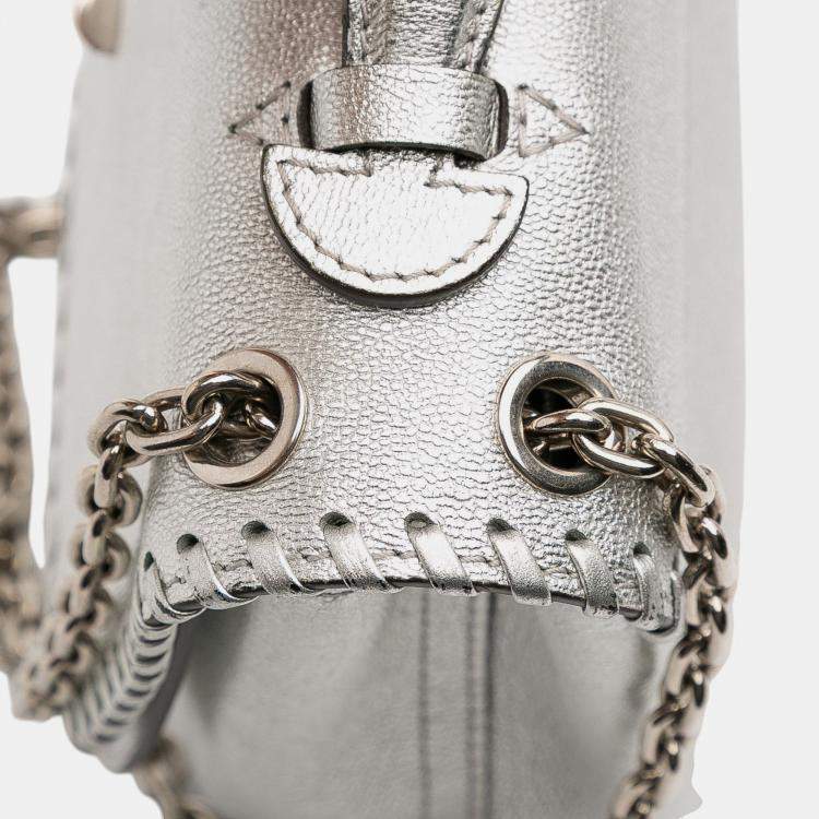 Pre Owned Louis Vuitton Silver Metallic Cuir Plume Ecume Very Chain Bag