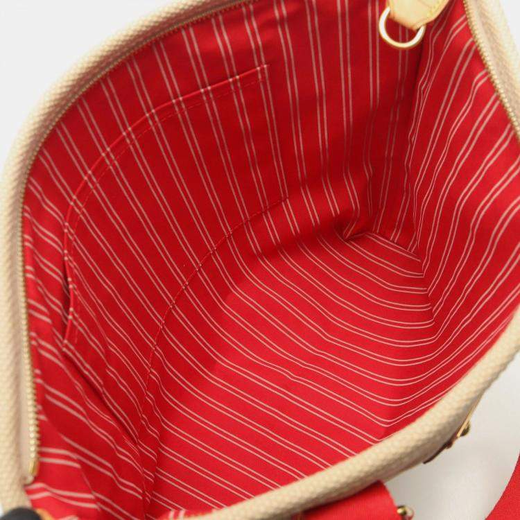 Pre Owned Louis Vuitton Antigua Cabas MM Beige Red Canvas Tote Bag