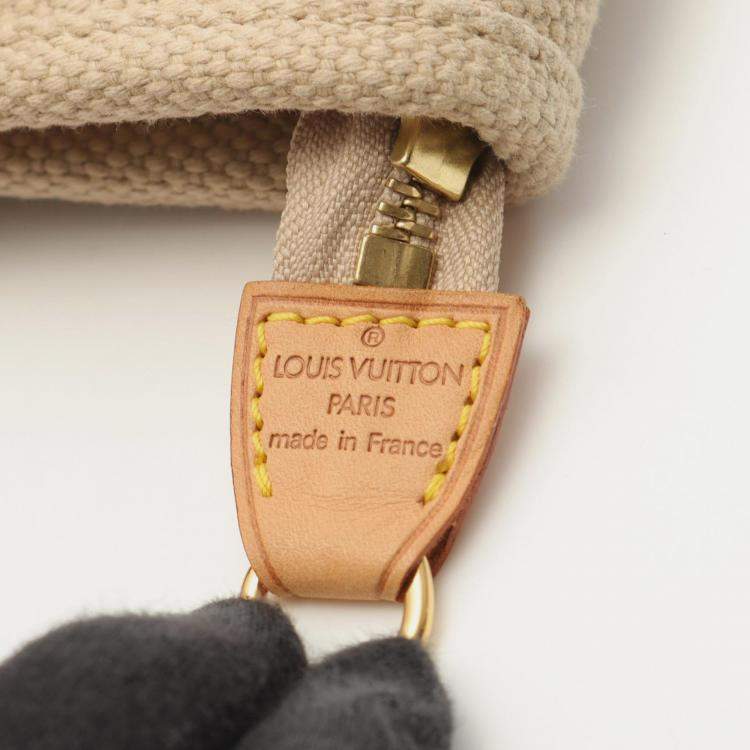 Pre Owned Louis Vuitton Antigua Cabas MM Beige Red Canvas Tote Bag