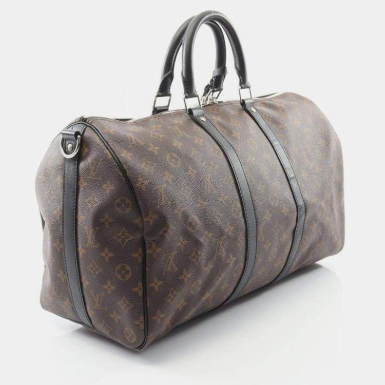 Pre Owned Louis Vuitton Keepall Bandouliere 45 Monogram Macassar Canvas Boston Bag