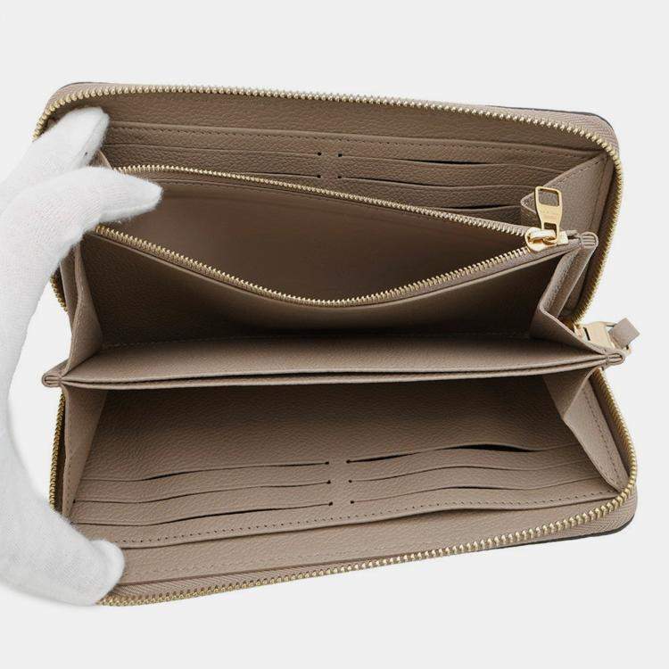 Pre Owned Louis Vuitton Zippy Wallet Tourterelle Monogram Empreinte Leather