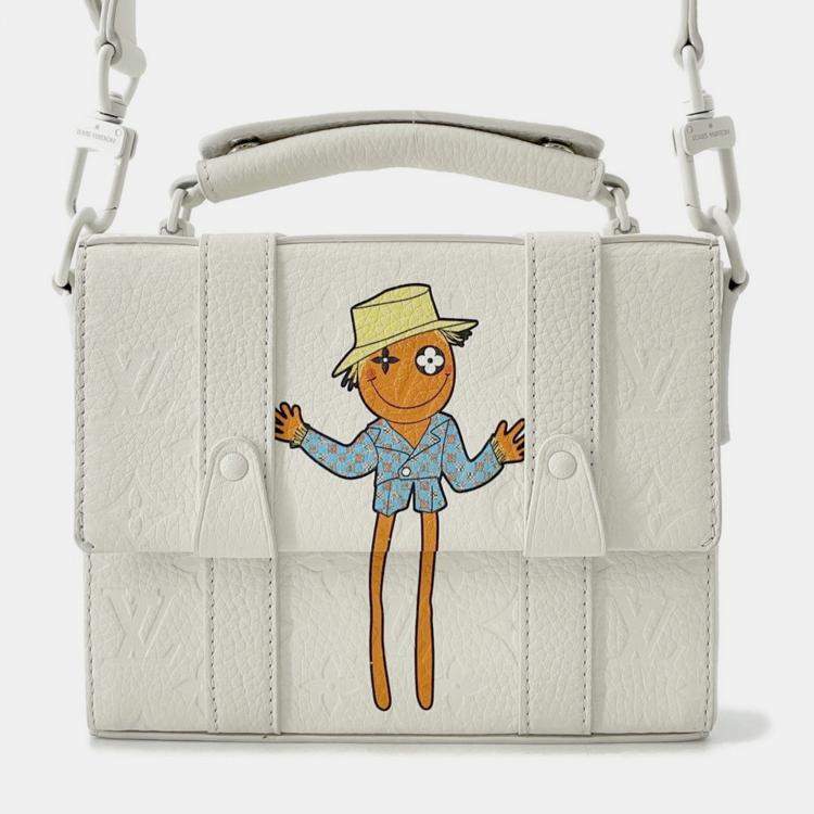 Pre Owned Louis Vuitton Flap Soft Trunk Messenger White Taurillon Leather